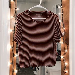 orange striped american eagle short sleeve